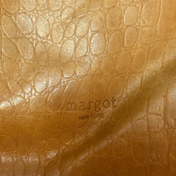 MARGOT New York Cognac Croc Embossed Leather Foldover Crossbody Bag Boho - Picture 9 of 13